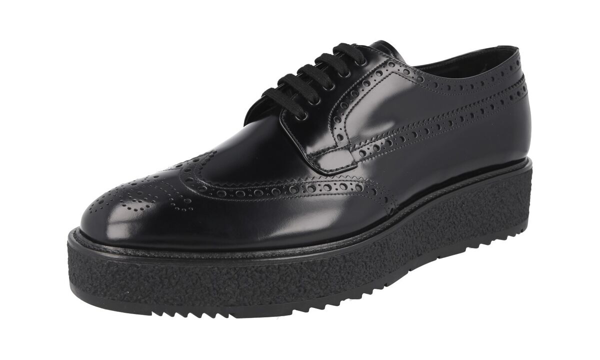 PRADA FULL BROGUE BUSINESS SHOES 2EG015 BLACK LEATHER NEW US PRADA FULL BROGUE BUSINESS SHOES 2EG015 BLACK LEATHER NEW US
