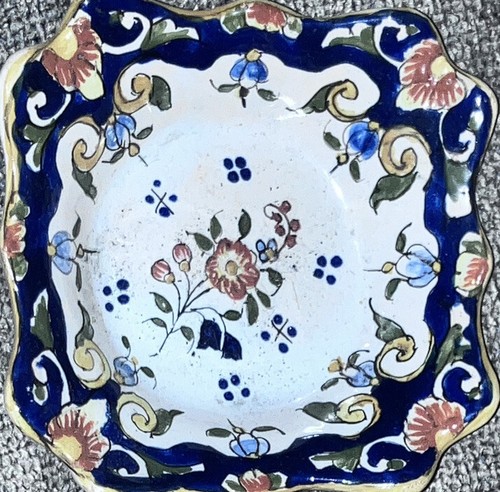 Pair French Pottery Ashtrays Desvres Rouen Pattern TWO-Pc LOT France Cendriers - Picture 10 of 11