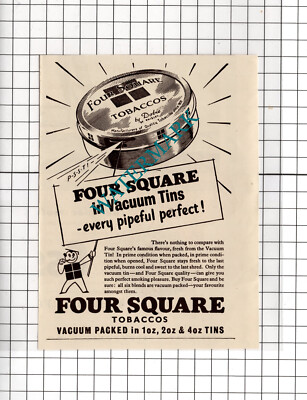 Vier quadratische Tabakwerbung - 1950 kleiner Ausschnitt