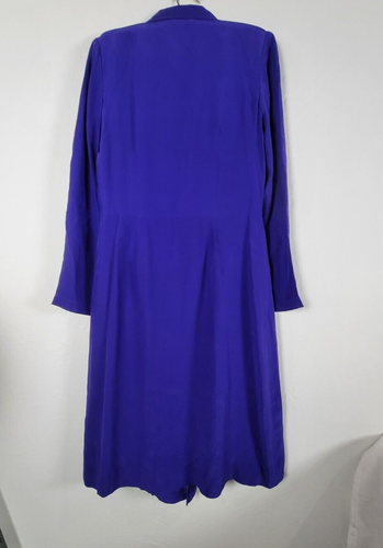 J. Peterman Womens Silk Pintuck Long Sleeve Dress Size 8 Purple Pleated Lined - Picture 2 of 9