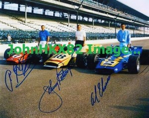 1970's  Al Unser, Johnny Rutherford and AJ Foyt Indy 500 Front Row Photo Copy