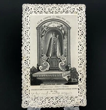 Antique Holy Card Lace Paper D' Alfonso Origin Of The Sanctuary N.D. De Lorette 