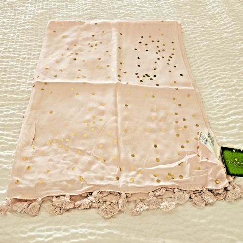 kate spade- Confetti Dot -Oblong Shawl Scarf- Dew Pink/ Gold- NWT- $98 - Picture 4 of 7