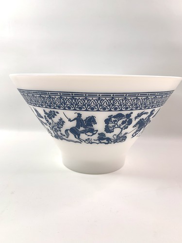 Hazel Atlas Arabian Knights Milk Glass Chip Bowl Blue & White Rare Mid Century - Bild 1 von 6