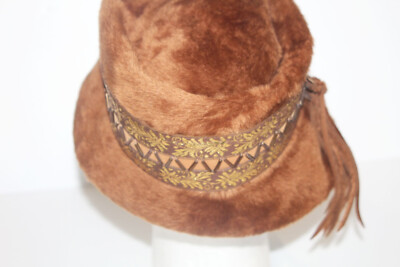 VTG Brown La Vienne Austria Lazarus Fuzzy Velvet Bow Beaded Hat VTG Brown La Vienne Austria Lazarus Fuzzy Velvet Bow Beaded Hat main image 2