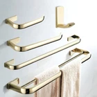 Gold Color Brass Square Bathroom Accessories Set Bath Hardware Towel Bar ezh102
