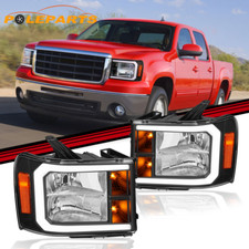 Pair Led Drl Black Headlights Front Lamp For 07-14 Gmc Sierra 1500 2500hd 3500hd Pair Led Drl Black Headlights Front Lamp For 07-14 Gmc Sierra 1500 2500hd 3500hd