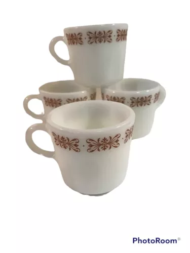 Vintage Pyrex Copper Filigree Tableware by Corning Coffee Cup Mug Milk Glass