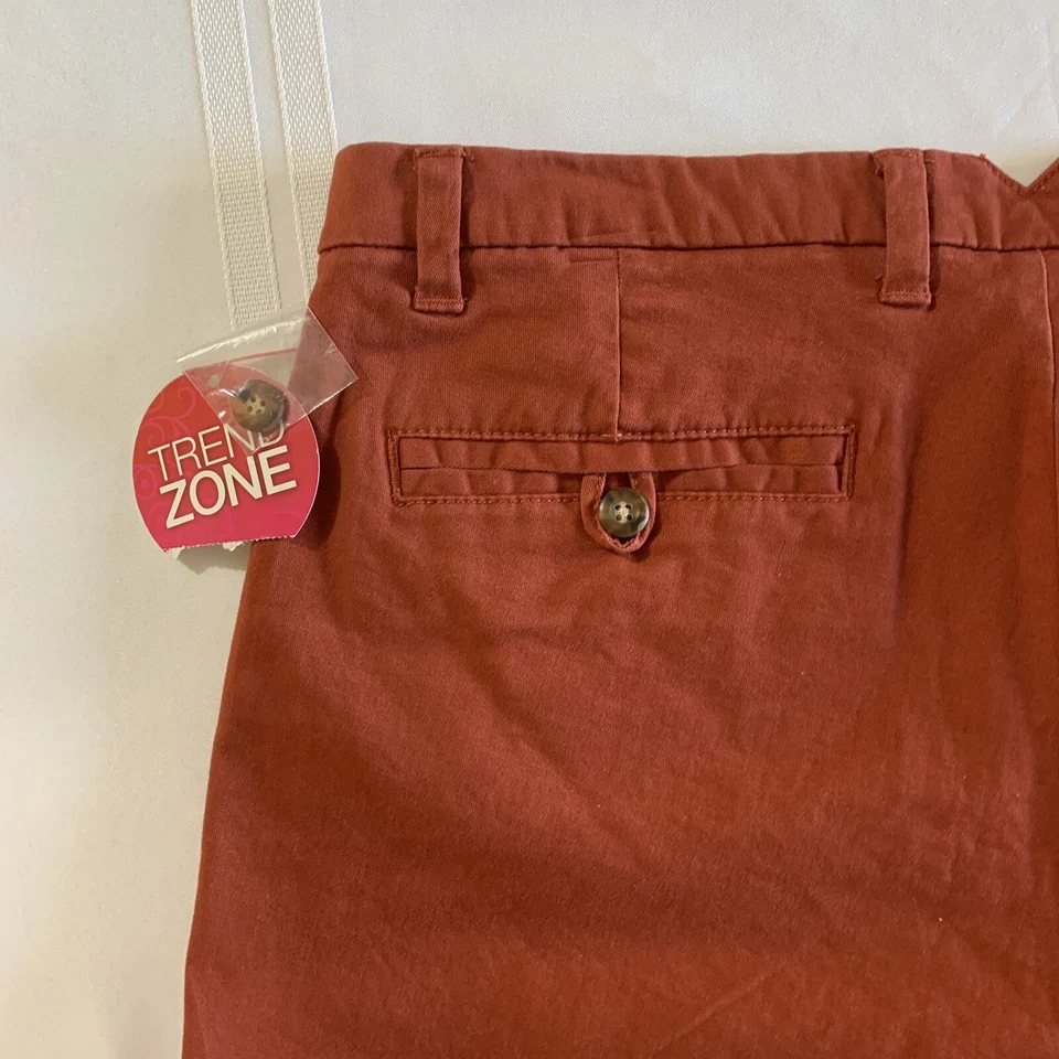 BONGO~Junior Trend Zone Pantalones Cortos Talla 13 Óxido Nuevos con Etiqueta Chino Bolsillos Botón Cremallera Foto 4 de 4