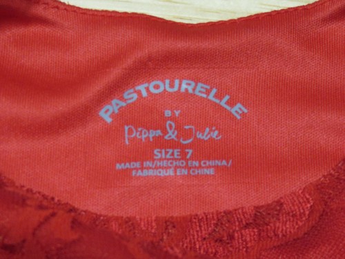 Girls Pippa & Julie Pastourelle Dress Size 7 Red Floral Formal Wedding Dressy - Picture 3 of 9