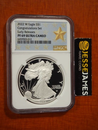 2022 W PROOF SILVER EAGLE NGC PF69 ULTRA CAMEO ER FROM CONGRATULATIONS SET