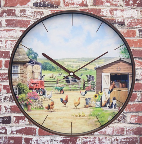 Farmyard Round Wall Clock Gift Boxed - Imagen 3 de 3