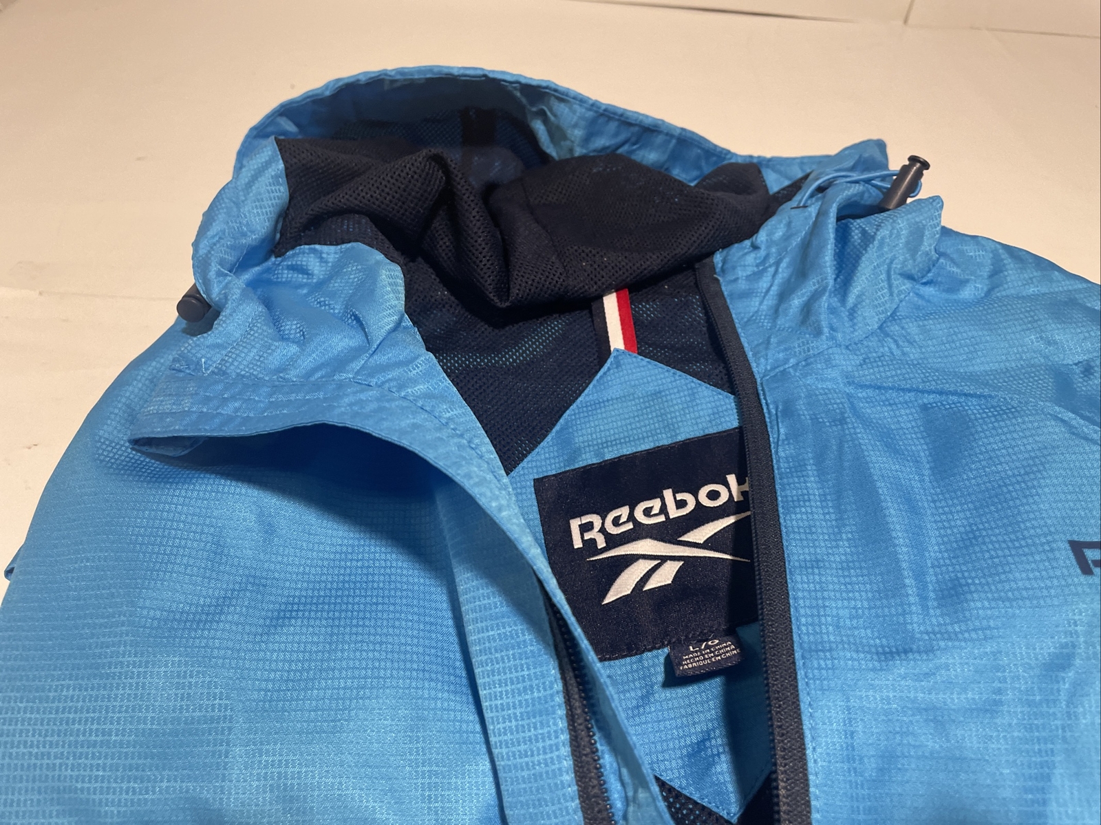 Reebok Jacket Windbreaker Men's Blue Outerwear Full Zip Hooded Golf New Large thumbnail 17