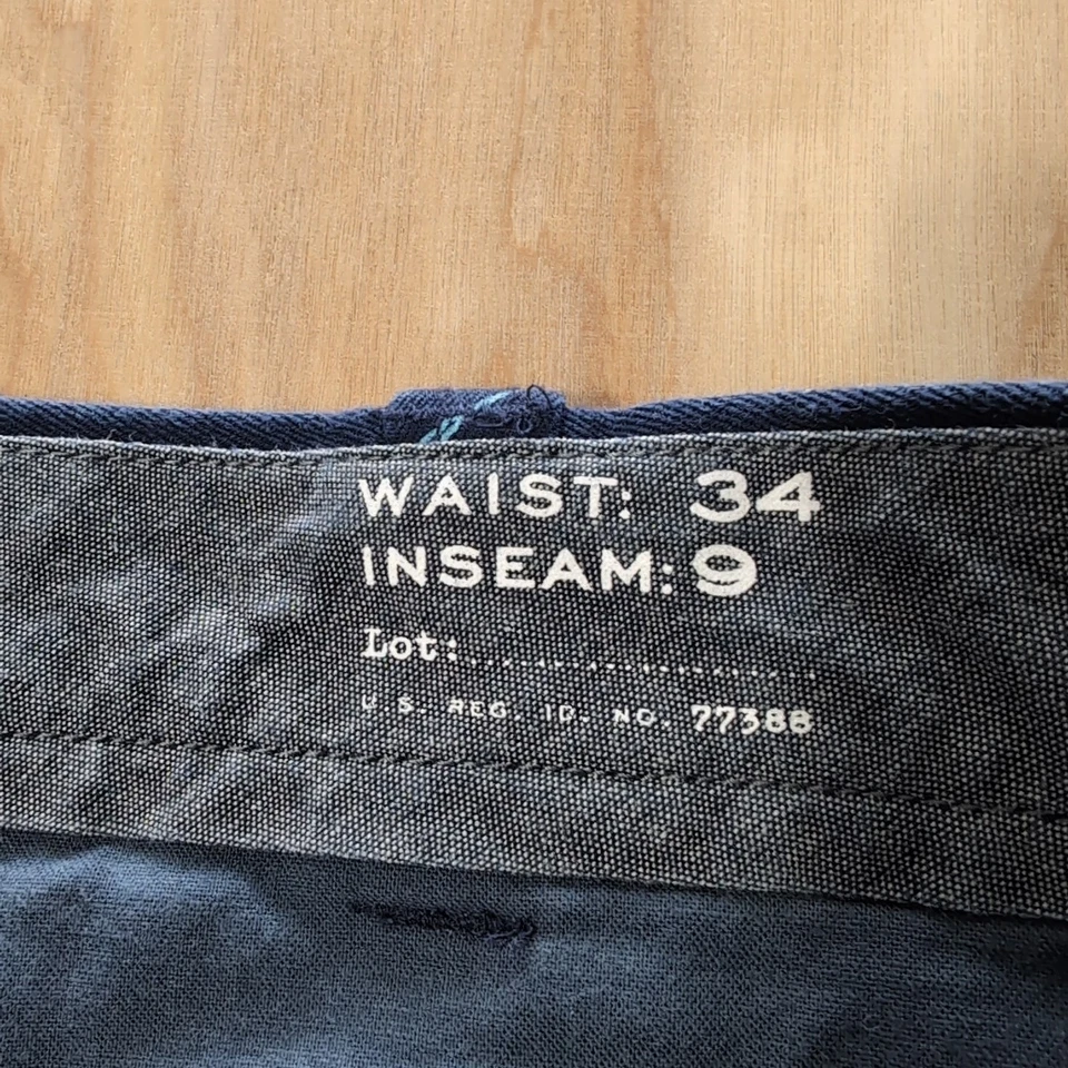 J. Pantalones Cortos Crew Elastizados Para Hombre 34x9 Azul Frente Plano Clásicos Chinos Playa Foto 3 de 4