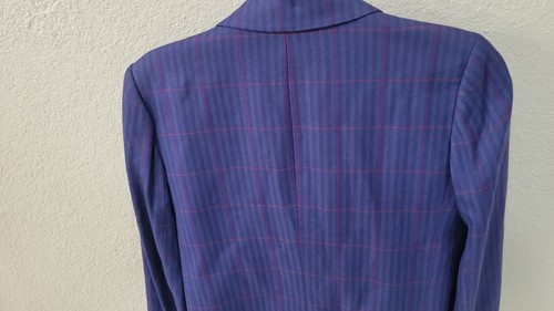 MICHELLE STUART Petite WOOL BLEND BLAZER JACKET Purple CREST BUTTONS Size 14 - Picture 6 of 7
