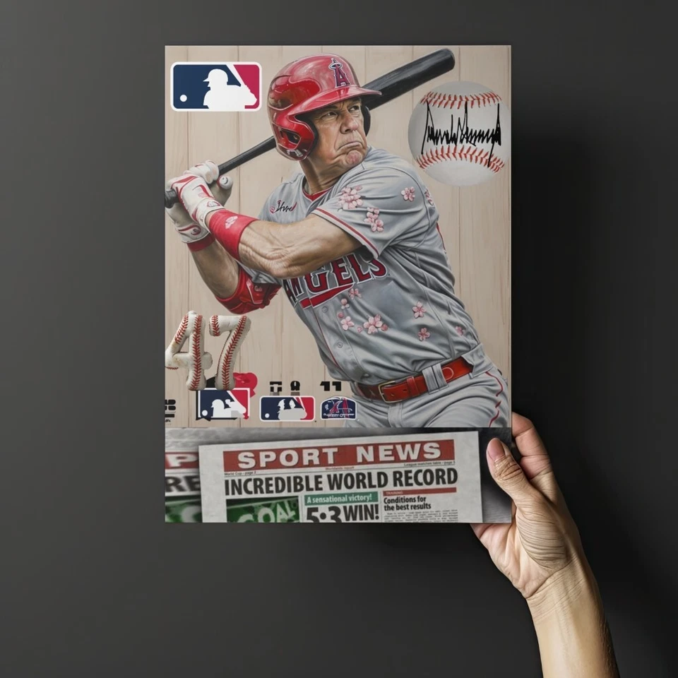 Donald Trump baseball one-of-a-kind 8X10 art Print 2025, ready-to-frame. - Imagem 2 de 4