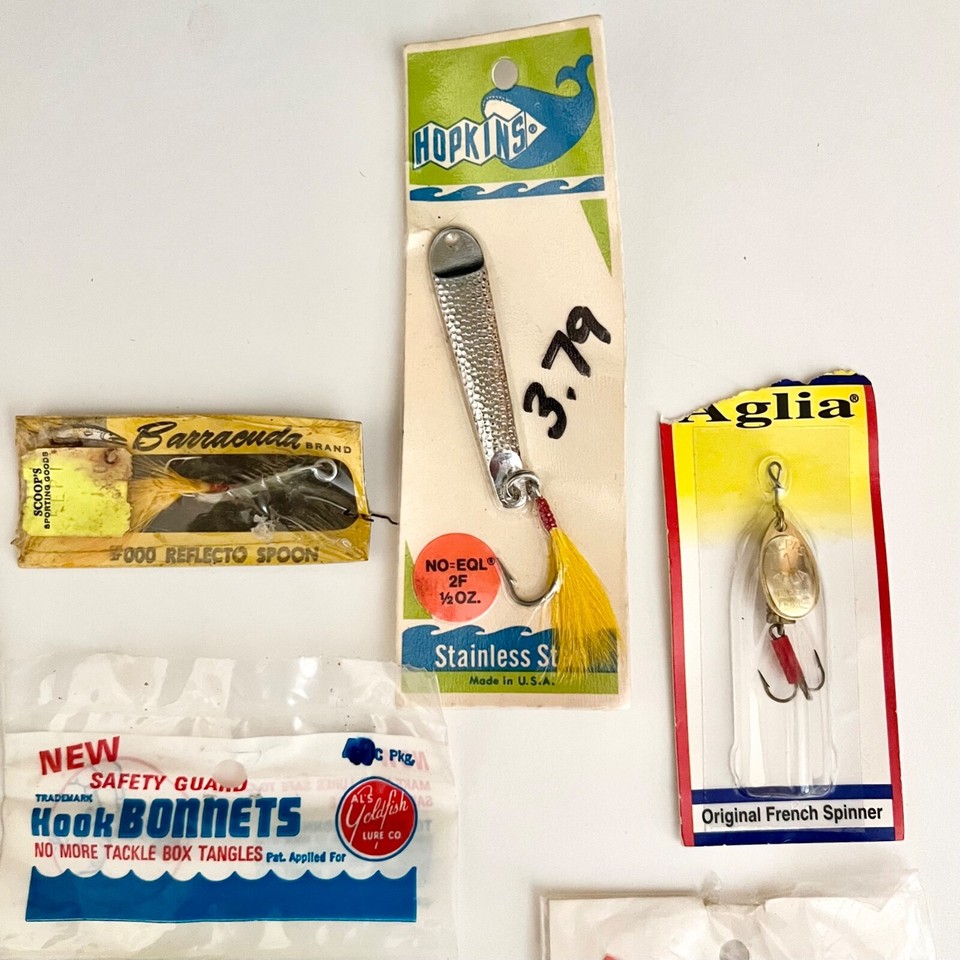 Lot 7 Pkgs New Vintage Fishing Gear Lure Spinners Spoon Hook