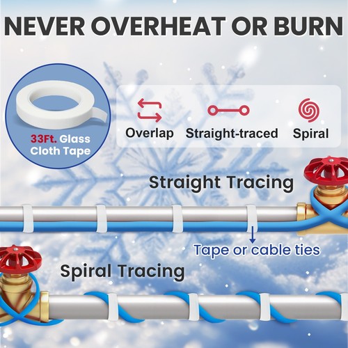 24ft Thermostat-Controlled Heat Tape to Keep Water Pipes Free from Freezing - Picture 5 of 8