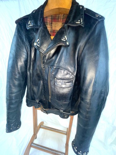 VTG 40S MENS BUCO J-1 J-21 HORSEHIDE LEATHER D POCKET MOTORCYCLE BIKER JACKET - Picture 11 of 19