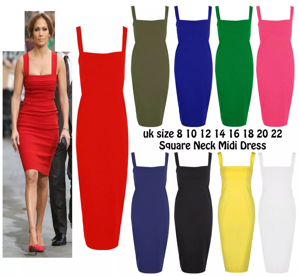 Vesper square neck pencil dress best sale in red