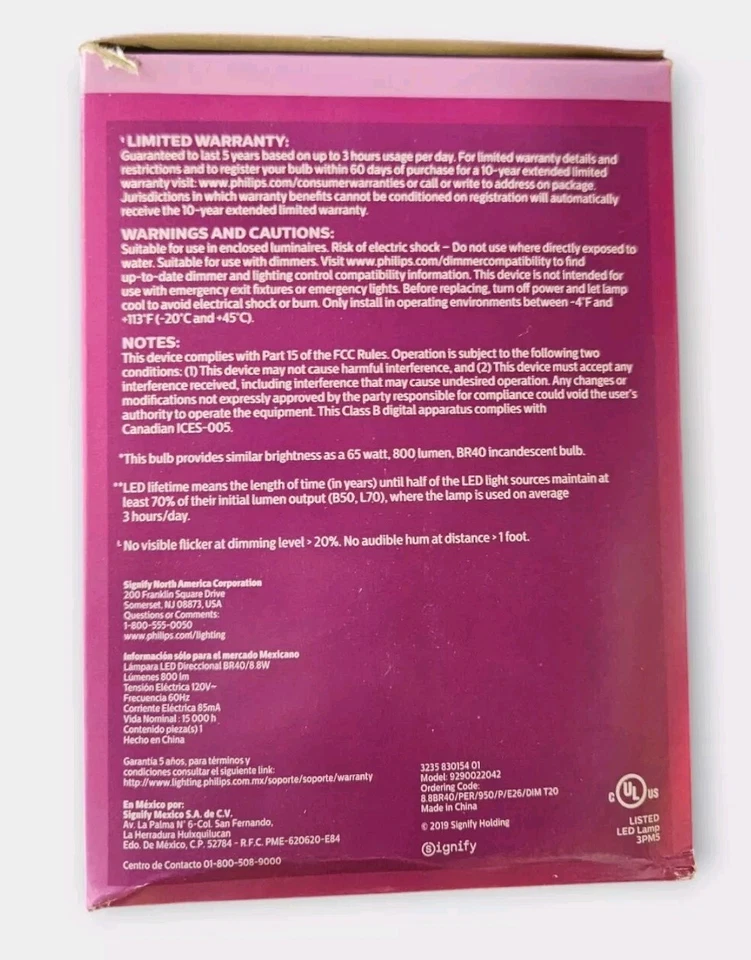 Philips 65 Watt Equiv BR40 Dimmable LED Flood Light Bulb Daylight - Image 4 of 4