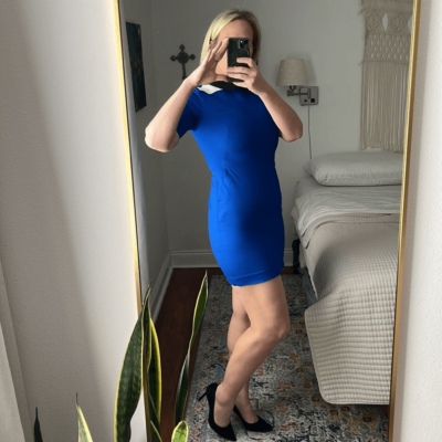 blue collared mini dress Varly Knit Collar Mini Dress Sea Blue – Scarpa Alta main image 0