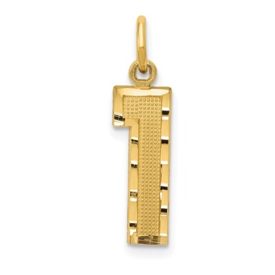 14K Yellow Gold Casted Medium Shiny-Cut Number 1 Charm