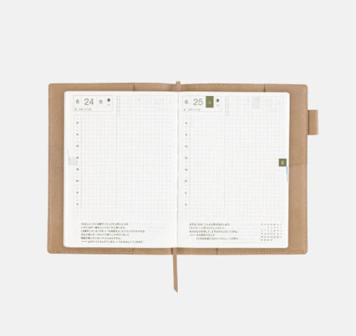 Hobonichi 2022 Arts&Science / Limpid Leather (Khaki Beige) A6 Size Cover ONLY - Foto 7 di 12