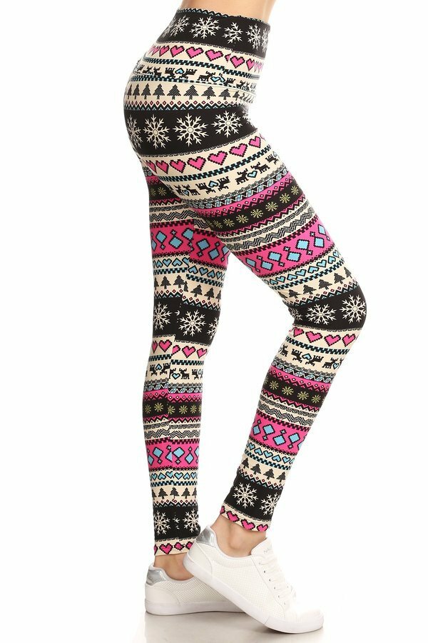  Soft Leggings For Women Christmas Reindeer Print Legging  Tights Red L