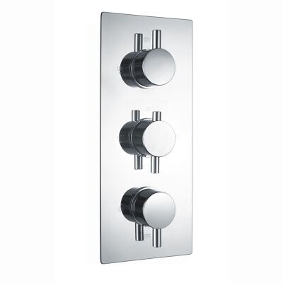 Dreifach Duschventil Wasserhahn Neapel rund 3 Ausgänge Thermostat chrom ENKI TSV069