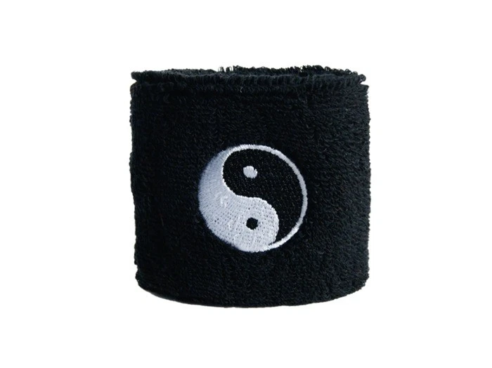 DIGNI Schweißband Fahne Flagge Ying und Yang schwarz 7x8cm Armband für Sport