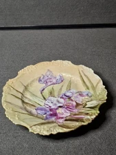 Antique 1905 Cora Hess.Fine Porcelain Decorative Edge Floral Design PlateGermany