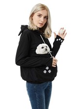 Women Pet Carrier Sweatshirt Puppy Kitten Holding Hoodies Long Sleeve Pouch T...