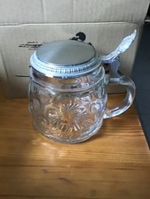 bierseidel mit zinndeckel, 11 cm hoch, made in Germany, Gravur BMF/N