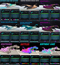 Ark Survival Ascended TOP wyvern lightning fire poison ADULT PAIR pve PC XBOX