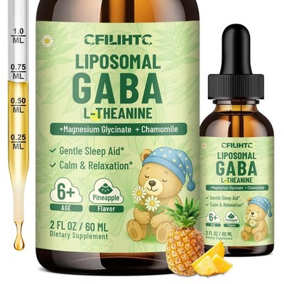 Liposomal GABA L-Theanine Drops for Kids - Liquid GABA Supplement with Magnes...