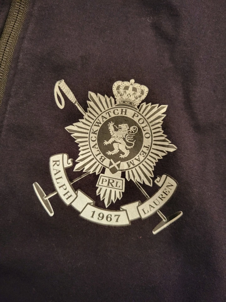 Polo Ralph Lauren Full Zip Hoodie Sweatshirt Jacket Men Small Black Blackwatch - Image 4 of 4