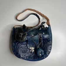 Vintage Tooled Leather Saddle Bag Purse Made in Mexico Western Horse Design