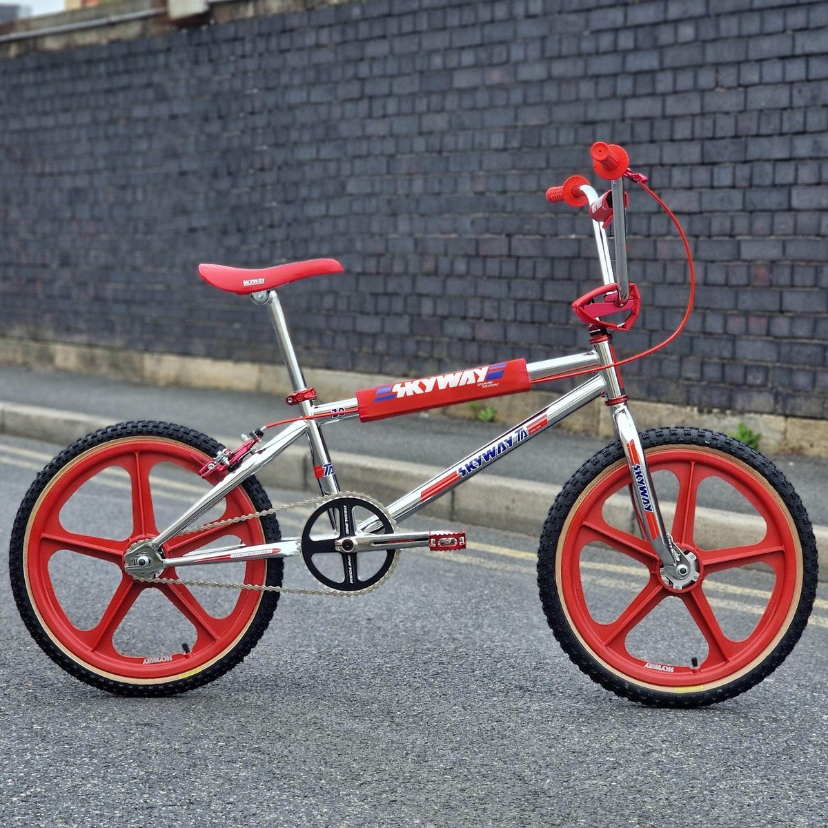 Skyway T/A Pro Replica Old School BMX Bike Chrome / Red with
