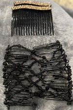 Hair Comb Vintage Set Of 2 W/Rhinestones And Magic Combs 3Pieces