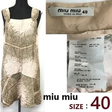 miumiu Sleeveless Knee-Length Dress 40 L Beige Botanical Print Prada Japan A...