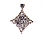 18k White gold Natural pear Sapphire .96ct diamond gemstone pendant 8.8g slide — photo 4