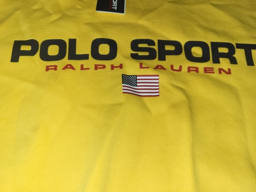 Polo Ralph Lauren Polo Sport Logo Crewneck Fleece Sweatshirt Retro XL Mustard - Picture 7 of 12