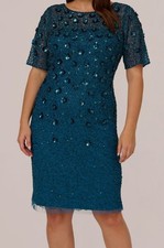 Adrianna Papell Women's Blue Embellished Sheath Dress Plus Size 22W