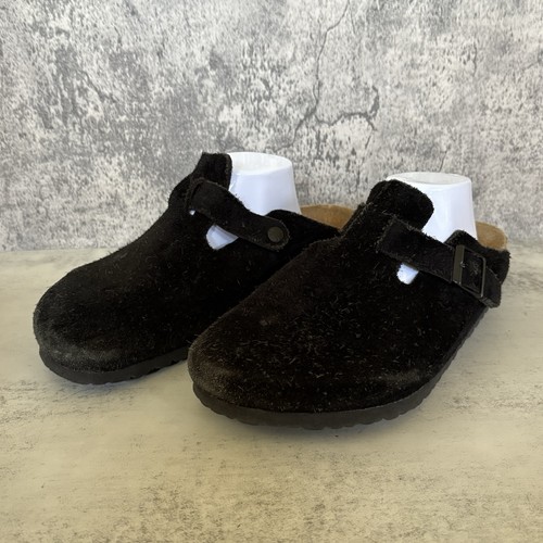 Birkenstock Boston Clogs Black Suede Slip-On Mules Size EU 45/US 12