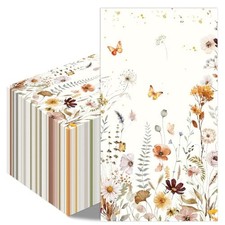 Fall Floral Paper Napkins - 100 Pcs 7.9 x 4.3 in Autumn Napkin Wildflower