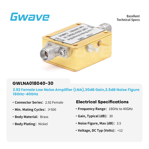 2.92 Female Low Noise Amplifier (LNA), 30dB Gain, 3.5dB Noise Figure,18GHz-40GHz - 第 2/9 張圖片