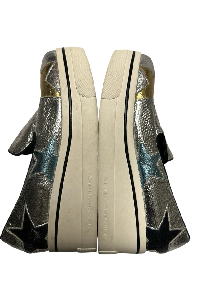 Кроссовки STELLA MCCARTNEY серебристые металлик искусственная кожа Binx звездная платформа размер 36 - Изображение 3 из 4