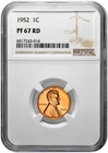 1952 1C Proof Lincoln Wheat Cent NGC PF 67 RD