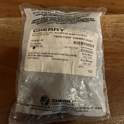 Cherry Aerospace CR2539-6-03 NAS1738M6-3 Rivet Aviation Pack | eBay
